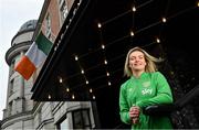 8 March 2022; Republic of Ireland women’s national team player Saoirse Noonan, at the launch of ‘Sky WNT Fund’ to support Women’s National Team players off the pitch. The ‘Sky WNT Fund’ will award a minimum of €25,000 this year, to assist five Women’s National Team players with their academic studies and career development off the pitch. The announcement coincided with Sky’s International Women’s Day event held at The Alex Hotel, Dublin, attended by WNT team manager Vera Pauw, WNT forward Saoirse Noonan and former WNT players Emma Byrne and Paula Gorham. Photo by Brendan Moran/Sportsfile