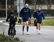 8 March 2022; Devin Toner, left, and Ed Byrne arrive for Leinster rugby squad training at UCD in Dublin. Photo by David Fitzgerald/Sportsfile
