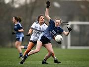 8 March 2022; Lucy Wallace GMIT Mayo in action against Claire Emerson of Ulster University during the Yoplait LGFA Higher Education Football Championships Final match between GMIT Mayo and University of Ulster, Antrim, at DCU Dóchas Éireann Astro Pitch in Dublin. Photo by David Fitzgerald/Sportsfile