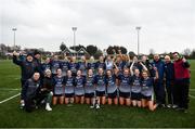 8 March 2022; GMIT Mayo players and staff celebrate after the Yoplait LGFA Higher Education Football Championships Final match between GMIT Mayo and University of Ulster, Antrim, at DCU Dóchas Éireann Astro Pitch in Dublin. Photo by David Fitzgerald/Sportsfile