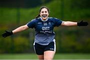 8 March 2022; Eireann McGrath of GMIT Mayo celebrates at the final whistle after the Yoplait LGFA Higher Education Football Championships Final match between GMIT Mayo and University of Ulster, Antrim, at DCU Dóchas Éireann Astro Pitch in Dublin. Photo by David Fitzgerald/Sportsfile