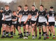 8 March 2022; Newbridge college players celebrate after their victory in the Bank of Ireland Leinster Rugby Schools Senior Cup 2nd Round match between Newbridge College and Belvedere College at Energia Park in Dublin. Photo by Sam Barnes/Sportsfile