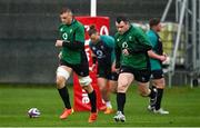 9 March 2022; Gavin Coombes, left, and Cian Healy during Ireland rugby squad training at Carton House in Maynooth, Kildare. Photo by Brendan Moran/Sportsfile