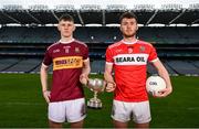 9 March 2022; In attendance at the Masita GAA All-Ireland Post Primary Schools Championships captain's call at Croke Park in Dublin is Brendan Conway of Our Lady's Secondary School and Fintan Fenner of Scoil Phobail Bheara, Cork. The Masita GAA All-Ireland Post Primary Schools Croke Cup and the Masita GAA All-Ireland Post Primary Schools Hogan Cup will be played in Croke Park on St Patrick’s Day, 17th March 2022.  Photo by Harry Murphy/Sportsfile