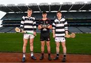 9 March 2022; In attendance at the Masita GAA All-Ireland Post Primary Schools Championships captain's call at Croke Park in Dublin is Joe Fitzpatrick, left, and Conor Cody of St Kieran's College, Kilkenny, and Vince Harrington of Ardscoil Ris, Limerick. The Masita GAA All-Ireland Post Primary Schools Croke Cup and the Masita GAA All-Ireland Post Primary Schools Hogan Cup will be played in Croke Park on St Patrick’s Day, 17th March 2022.  Photo by Harry Murphy/Sportsfile
