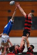 9 March 2022; Paddy Bramley of Kilkenny College contests a line-out against Louis McGauran of St Mary’s College during the Bank of Ireland Leinster Rugby Schools Senior Cup 2nd Round match between St Mary's College and Kilkenny College at Energia Park in Dublin. Photo by Daire Brennan/Sportsfile