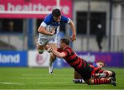 9 March 2022; Louis McGauran of St Mary’s College is tackled by Zach Furlong of Kilkenny College during the Bank of Ireland Leinster Rugby Schools Senior Cup 2nd Round match between St Mary's College and Kilkenny College at Energia Park in Dublin. Photo by Daire Brennan/Sportsfile