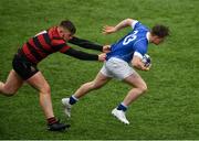 9 March 2022; Peter O’Beirne of St Mary’s College is tackled by Adam Whatchorn of Kilkenny College during the Bank of Ireland Leinster Rugby Schools Senior Cup 2nd Round match between St Mary's College and Kilkenny College at Energia Park in Dublin. Photo by Daire Brennan/Sportsfile