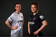8 March 2022; Ciara Rossiter and Lauren Dwyer poses for a portrait during a Wexford Youths WFC squad portrait session at IT Carlow in Carlow. Photo by Eóin Noonan/Sportsfile
