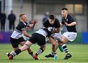 8 March 2022; Andre Ryan of Belvedere College is tackled by Kieran Kelly of Newbridge College during the Bank of Ireland Leinster Rugby Schools Senior Cup 2nd Round match between Newbridge College and Belvedere College at Energia Park in Dublin. Photo by Sam Barnes/Sportsfile