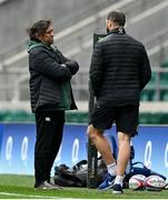 11 March 2022; IRFU performance director David Nucifora, left, with head coach Andy Farrell during the Ireland captain's run at Twickenham Stadium in London, England. Photo by Brendan Moran/Sportsfile