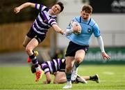 11 March 2022; Colm Kenny of St Michaels College is tackled by Jack Cooney of Terenure College during the Bank of Ireland Leinster Schools Junior Cup 2nd Round match between Terenure College and St Michaels College at Energia Park in Dublin. Photo by Harry Murphy/Sportsfile