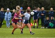 11 March 2022; Erone Fitzpatrick of UL in action against Lauren McGregor of NUIG during the Yoplait LGFA O'Connor Cup Semi-Final match between UL, Limerick and NUIG, Galway at DCU Dóchas Éireann Astro Pitch in Dublin. Photo by Eóin Noonan/Sportsfile