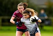 11 March 2022; Aoife Molloy of UL in action against Aoife Geraghty of NUIG during the Yoplait LGFA O'Connor Cup Semi-Final match between UL, Limerick and NUIG, Galway at DCU Dóchas Éireann Astro Pitch in Dublin. Photo by Eóin Noonan/Sportsfile
