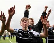 11 March 2022; A tearful Ronan Sullivan of Cistercian College Roscrea celebrates after his side's victory in the Bank of Ireland Leinster Schools Junior Cup 2nd Round match between Clongowes Wood College and Cistercian College Roscrea at Energia Park in Dublin. Photo by Harry Murphy/Sportsfile