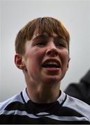 11 March 2022; A tearful Ronan Sullivan of Cistercian College Roscrea celebrates after his side's victory in the Bank of Ireland Leinster Schools Junior Cup 2nd Round match between Clongowes Wood College and Cistercian College Roscrea at Energia Park in Dublin. Photo by Harry Murphy/Sportsfile