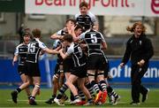 11 March 2022; Cistercian College Roscrea players celebrate during the Bank of Ireland Leinster Schools Junior Cup 2nd Round match between Clongowes Wood College and Cistercian College Roscrea at Energia Park in Dublin. Photo by Harry Murphy/Sportsfile