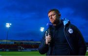 11 March 2022; Shelbourne manager Damien Duff speaking to LOITV before the SSE Airtricity League Premier Division match between Shelbourne and Dundalk at Tolka Park in Dublin. Photo by Eóin Noonan/Sportsfile