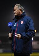 11 March 2022; St Patrick's Athletic technical director Alan Matthews is interviewed for LOI TV before the SSE Airtricity League Premier Division match between Finn Harps and St Patrick's Athletic at Finn Park in Ballybofey, Donegal. Photo by Ramsey Cardy/Sportsfile