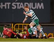 11 March 2022; Rory Gaffney of Shamrock Rovers celebrates after scoring his side's first goal during the SSE Airtricity League Premier Division match between Shamrock Rovers and Bohemians at Tallaght Stadium in Dublin. Photo by Stephen McCarthy/Sportsfile