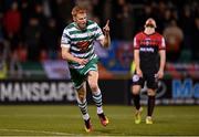 11 March 2022; Rory Gaffney of Shamrock Rovers celebrates after scoring his side's first goal during the SSE Airtricity League Premier Division match between Shamrock Rovers and Bohemians at Tallaght Stadium in Dublin. Photo by Seb Daly/Sportsfile