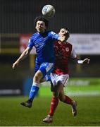 11 March 2022; Barry McNamee of Finn Harps in action against Adam O'Reilly of St Patrick's Athletic during the SSE Airtricity League Premier Division match between Finn Harps and St Patrick's Athletic at Finn Park in Ballybofey, Donegal. Photo by Ramsey Cardy/Sportsfile
