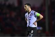 11 March 2022; Patrick Hoban of Dundalk reacts during the SSE Airtricity League Premier Division match between Shelbourne and Dundalk at Tolka Park in Dublin. Photo by Eóin Noonan/Sportsfile