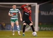 11 March 2022; Stephen Mallon of Bohemians in action against Gary O'Neill of Shamrock Rovers during the SSE Airtricity League Premier Division match between Shamrock Rovers and Bohemians at Tallaght Stadium in Dublin. Photo by Stephen McCarthy/Sportsfile