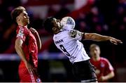 11 March 2022; Patrick Hoban of Dundalk in action against Aaron O’Driscoll of Shelbourne during the SSE Airtricity League Premier Division match between Shelbourne and Dundalk at Tolka Park in Dublin. Photo by Eóin Noonan/Sportsfile