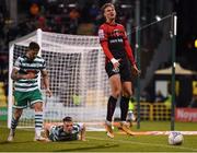 11 March 2022; Kris Twardek of Bohemians reacts after being penalised during the SSE Airtricity League Premier Division match between Shamrock Rovers and Bohemians at Tallaght Stadium in Dublin. Photo by Seb Daly/Sportsfile