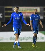 11 March 2022; Yoyo Mahdy of Finn Harps reacts after his side conceded their second goal during the SSE Airtricity League Premier Division match between Finn Harps and St Patrick's Athletic at Finn Park in Ballybofey, Donegal. Photo by Ramsey Cardy/Sportsfile