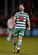 11 March 2022; Richie Towell of Shamrock Rovers celebrates at the final whistle after his side's victory in the SSE Airtricity League Premier Division match between Shamrock Rovers and Bohemians at Tallaght Stadium in Dublin. Photo by Seb Daly/Sportsfile