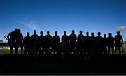 6 March 2022; The Clare players assemble for the traditional pre match team photograph before the Allianz Hurling League Division 1 Group A match between Clare and Limerick at Cusack Park in Ennis, Clare. Photo by Ray McManus/Sportsfile