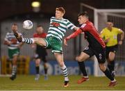 11 March 2022; Rory Gaffney of Shamrock Rovers in action against Grant Horton of Bohemians during the SSE Airtricity League Premier Division match between Shamrock Rovers and Bohemians at Tallaght Stadium in Dublin. Photo by Stephen McCarthy/Sportsfile
