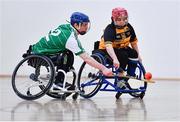 12 March 2022; Action during the GAA National Wheelchair Hurling/Camogie Interprovincial leagues match between Leinter and Ulster at Omagh Leisure Centre in Omagh, Tyrone. Photo by Ben McShane/Sportsfile