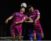 11 March 2022; Paul Cleary, right, and Len O'Sullivan of Wexford in action against Louis Britton of Waterford during the SSE Airtricity League Premier Division match between Waterford and Wexford at RSC in Waterford. Photo by Michael P Ryan/Sportsfile