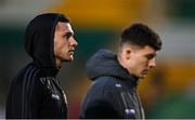 11 March 2022; Liam Burt, left, and Ali Coote of Bohemians before the SSE Airtricity League Premier Division match between Shamrock Rovers and Bohemians at Tallaght Stadium in Dublin. Photo by Seb Daly/Sportsfile