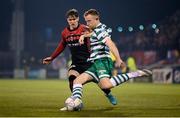 11 March 2022; Sean Hoare of Shamrock Rovers in action against Stephen Mallon of Bohemians during the SSE Airtricity League Premier Division match between Shamrock Rovers and Bohemians at Tallaght Stadium in Dublin. Photo by Stephen McCarthy/Sportsfile