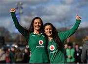 12 March 2022; Ireland supporters Ciara, left, and Niamh Burke before the Guinness Six Nations Rugby Championship match between England and Ireland at Twickenham Stadium in London, England. Photo by David Fitzgerald/Sportsfile