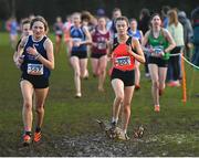12 March 2022; Gemma Galvin of St Michaels CC Kilmihil, Clare, 505, competing in the intermediate girls 3500m during the Irish Life Health All-Ireland Schools Cross Country at the City of Belfast Mallusk Playing Fields in Belfast. Photo by Ramsey Cardy/Sportsfile