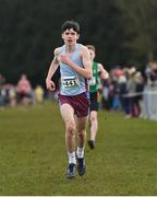 12 March 2022; Sean Corry of St Michael's College, Enniskillen, Fermanagh, on his way to winning the junior boys 3500m during the Irish Life Health All-Ireland Schools Cross Country at the City of Belfast Mallusk Playing Fields in Belfast. Photo by Ramsey Cardy/Sportsfile