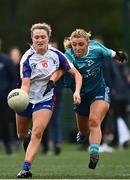 12 March 2022; Eimear Kiely of Mary Immaculate College in action against Anna O'Donovan of TU Dublin during the Yoplait LGFA Giles Cup Final match between TU Dublin and Mary Immaculate College at DCU in Dublin. Photo by Eóin Noonan/Sportsfile