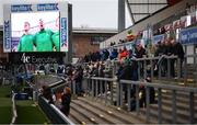 12 March 2022; Supporters watch the England v Ireland game on the big screen before the United Rugby Championship match between Ulster and Leinster at Kingspan Stadium in Belfast. Photo by Harry Murphy/Sportsfile