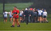 12 March 2022; Kelly Ann Hogan of UCC, right, is consoled by teammate Nicole Quinn after the Yoplait LGFA O'Connor Cup Final match between UCC and UL at DCU in Dublin. Photo by Eóin Noonan/Sportsfile