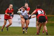 12 March 2022; Sarah Cunney of UL in action against UCC during the Yoplait LGFA O'Connor Cup Final match between UCC and UL at DCU in Dublin. Photo by Eóin Noonan/Sportsfile