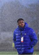 12 March 2022; Temi Lasisi of Leinster walks the pitch before the United Rugby Championship match between Ulster and Leinster at Kingspan Stadium in Belfast. Photo by Harry Murphy/Sportsfile