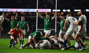 12 March 2022; Ireland players celebrate their side's fourth try, scored by Finlay Bealham, during the Guinness Six Nations Rugby Championship match between England and Ireland at Twickenham Stadium in London, England. Photo by Brendan Moran/Sportsfile