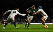 12 March 2022; Andrew Conway of Ireland is tackled by Elliot Daly, left, and Jack Nowell of England during the Guinness Six Nations Rugby Championship match between England and Ireland at Twickenham Stadium in London, England. Photo by David Fitzgerald/Sportsfile