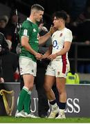 12 March 2022; Jonathan Sexton of Ireland with Marcus Smith of England after the Guinness Six Nations Rugby Championship match between England and Ireland at Twickenham Stadium in London, England. Photo by Brendan Moran/Sportsfile