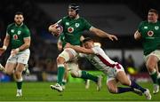 12 March 2022; Caelan Doris of Ireland is tackled by Ben Youngs of England during the Guinness Six Nations Rugby Championship match between England and Ireland at Twickenham Stadium in London, England. Photo by Brendan Moran/Sportsfile